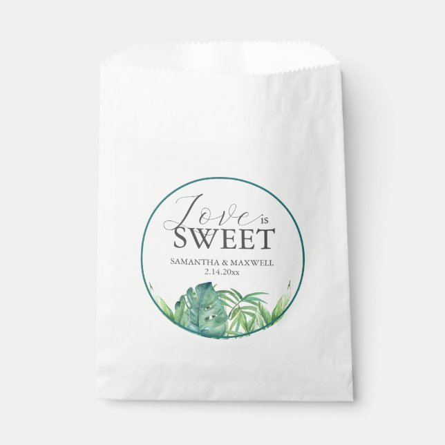 Mariage Favor Sacs Wild Tropical Palm Love Sweet (Devant)