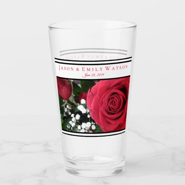 Mariage Favor Verre Roses Rouges (Devant)