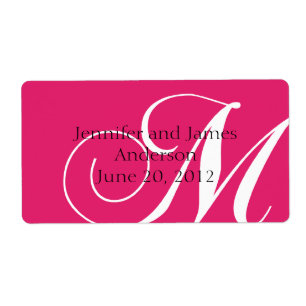 Mariage Favoriser Étiquette rose Monogramme M