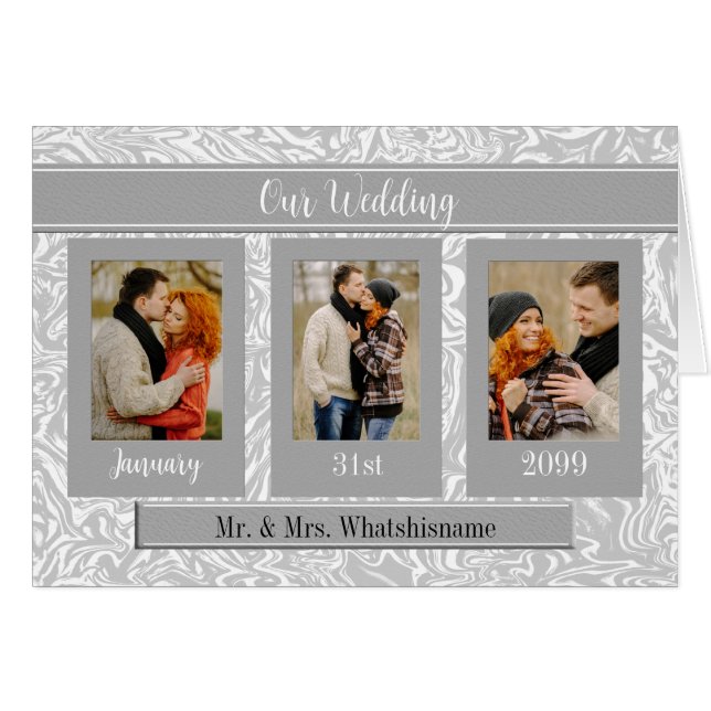 Mariage Favors Histoire de couple Argent 6 Photo (Devant horizontal)
