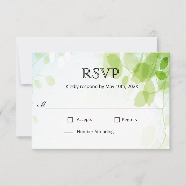 Mariage Feuille d'aquarelle printemps RSVP (Devant)