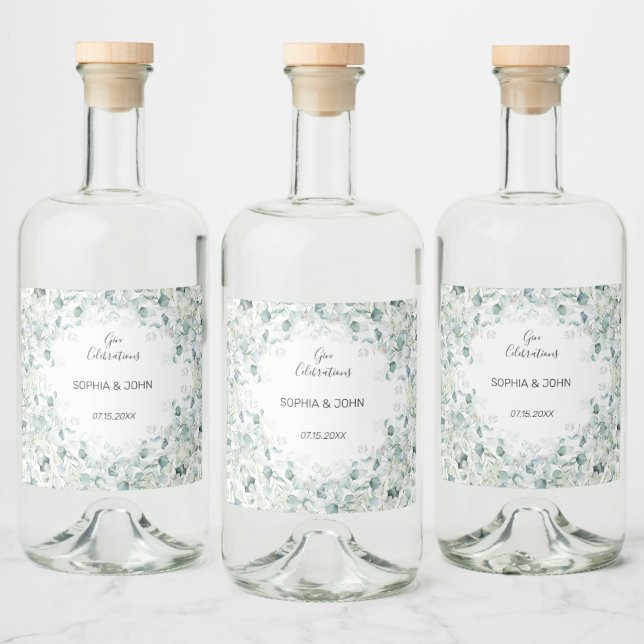 Mariage Feuille Eucalyptus Liquor Étiquette boutei (Bouteilles)