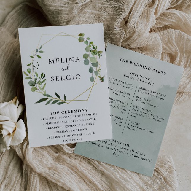 Mariage Feuille Eucalyptus vert géométrique (Créateur téléchargé)