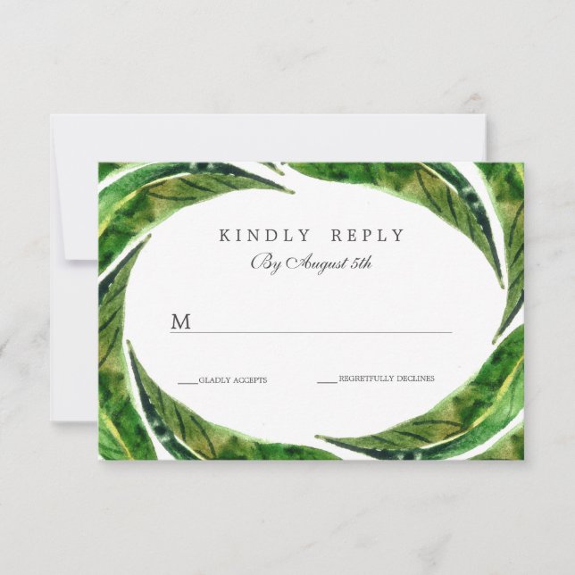Mariage Feuille tropical moderne Bold RSVP | Lumiè (Devant)