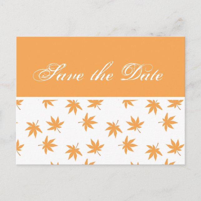 Mariage feuilles jaunes graphique d'automne, carte (Devant)