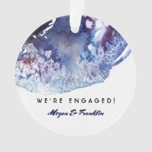 Mariage/fiançailles modernes d'aquarelle de bleu