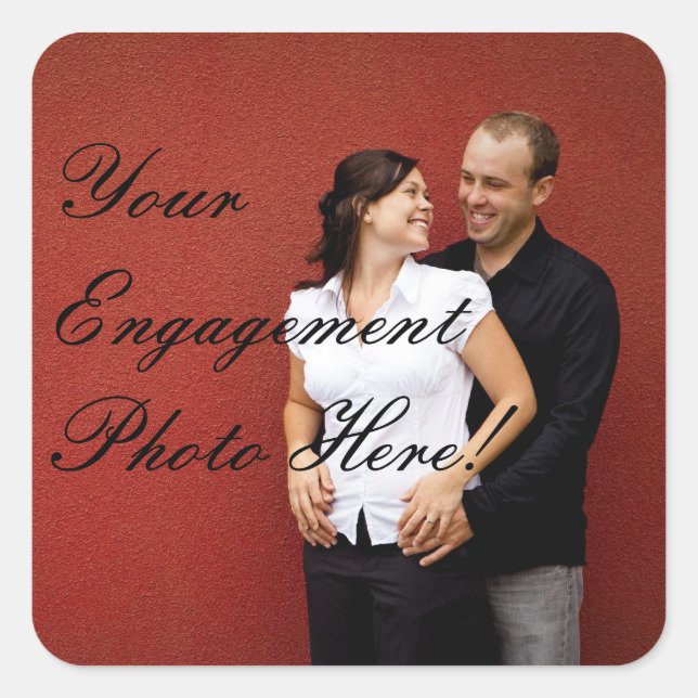 Mariage Fiançailles photo Stickers Carré (Devant)