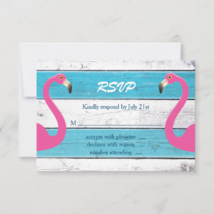 Mariage Flamant rose bleu et blanc RSVP