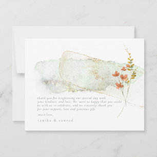 Mariage fleur sauvage Aquarelle Merci Gold ID954