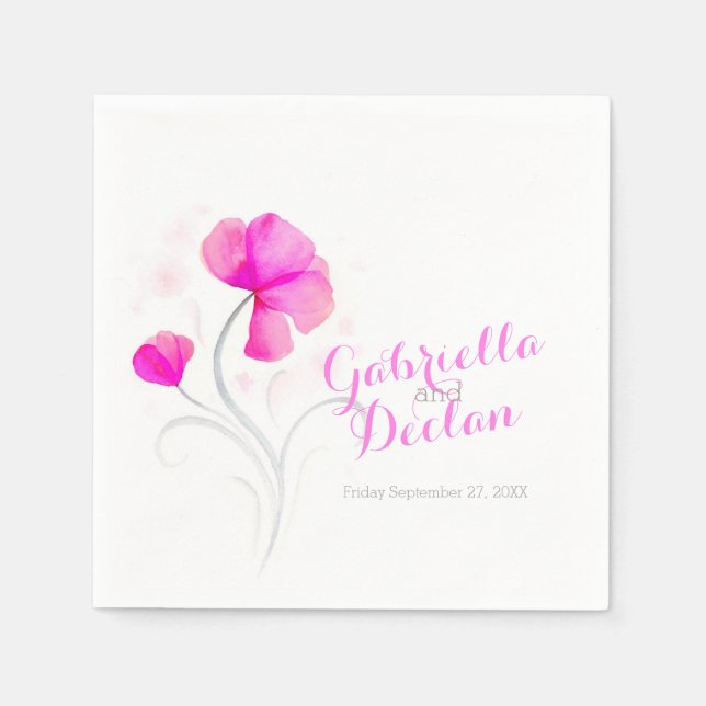 Mariage fleur sauvage art serviettes en papier ros (Devant)