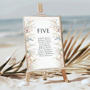 Mariage Fleur sauvage Boho coloré Numéros de table