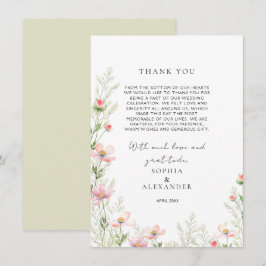Mariage fleur sauvage Carte de remerciements plat