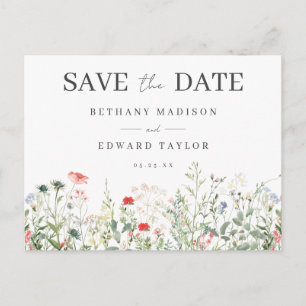 Mariage fleur sauvage Enregistrer la date Carte po