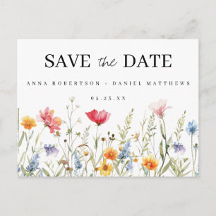 Mariage fleur sauvage Enregistrer la date Carte po
