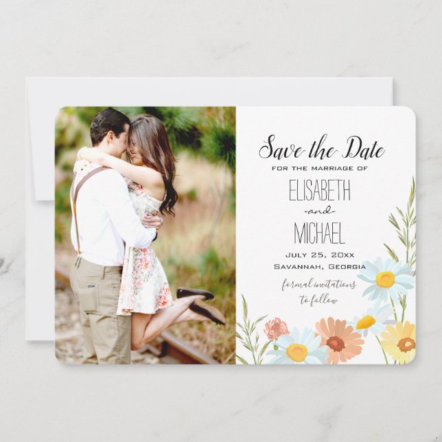 Mariage fleur sauvage Enregistrer les cartes de da (Devant)