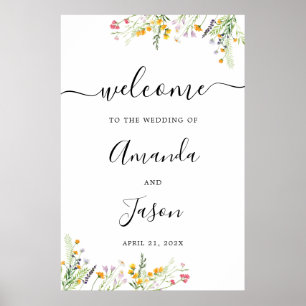 Mariage fleur sauvage Grande Affiche de bienvenue