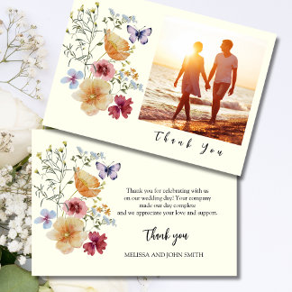 Mariage Fleur sauvage Tan Boho Carte de remercieme