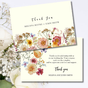 Mariage Fleur sauvage Tan Boho Carte de remercieme