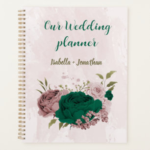 mariage fleurs roses vert émeraude