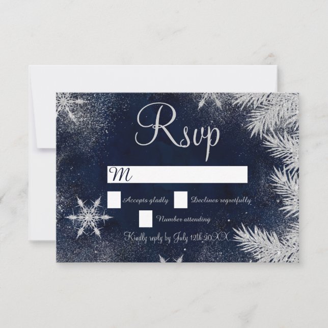 Mariage flocon de neige bleu argenté rsvp monde me (Devant)