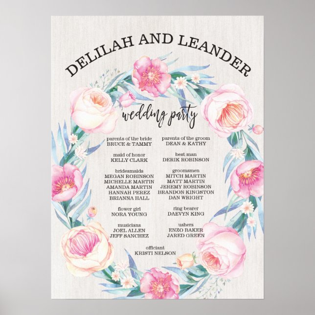 Mariage floral Affiche de bienvenue / Symbole de m (Devant)