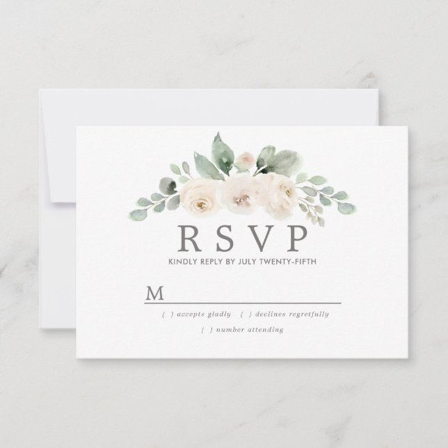 Mariage floral blanc botanique RSVP (Devant)