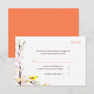 Mariage floral blanc d'oiseaux de printemps RSVP