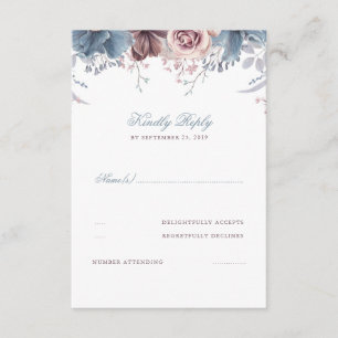 Mariage floral bleu Dusty et mauve RSVP