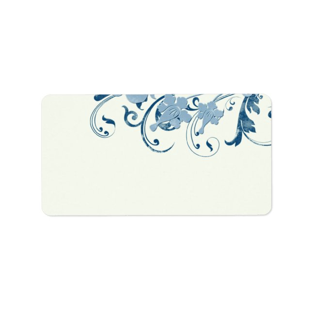 Mariage Floral bleu marine Étiquettes de adresse b (Devant)