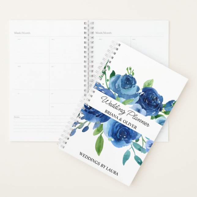 Mariage floral bleu marine moderne (Devant avec enveloppe)