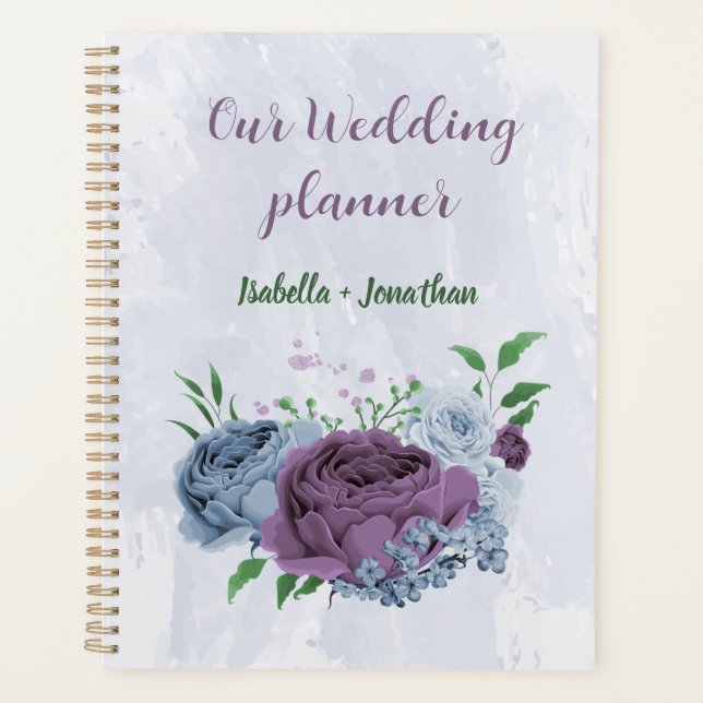 Mariage floral bleu poussiéreux violet (Devant)