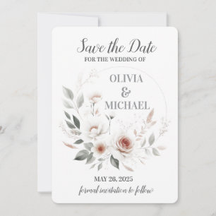 Mariage Floral Blush Simple Enregistrer La Carte D