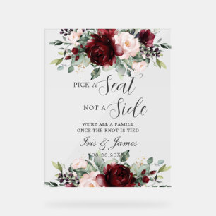 Mariage Floral Burgundy Blush Choisissez un siège 
