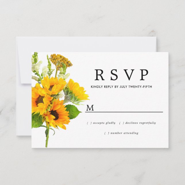 Mariage floral de tournesol rustique RSVP (Devant)