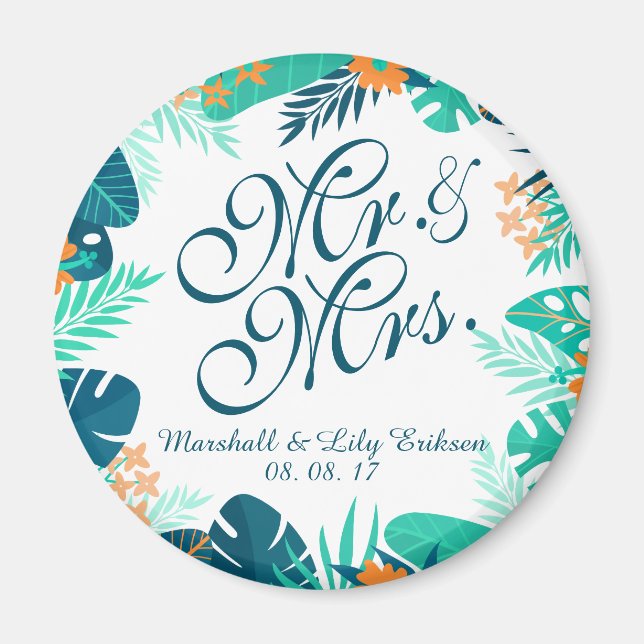 Mariage floral d'été personnalisé | Magnet (Devant)