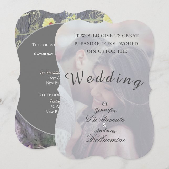 Mariage Floral d'hiver et Invitation photo (Devant / Derrière)