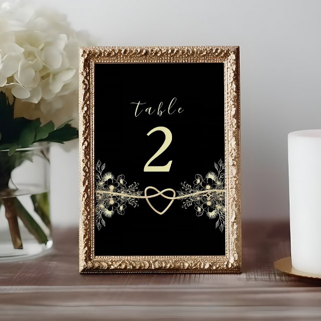 Mariage Floral d'or noir Numéro de table (Créateur téléchargé)