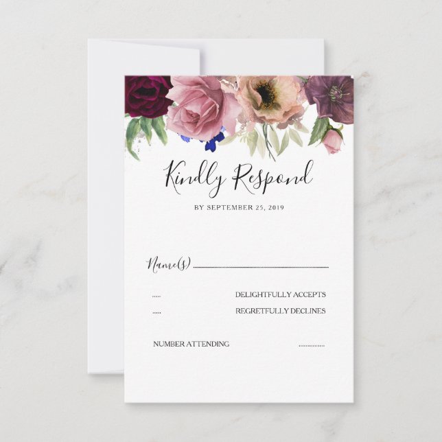 Mariage floral éclatant en fleur RSVP (Devant)