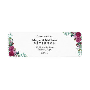 Mariage floral élégant   Étiquette d'adresse de re