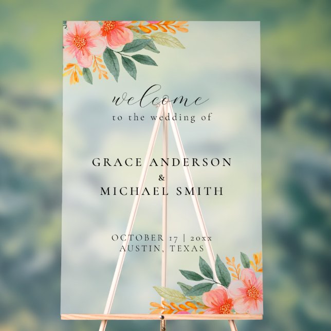 Mariage floral élégant moderne Accueil (Neutre)