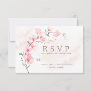 Mariage floral en fleurs de cerisier rose RSVP