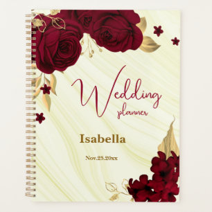 mariage floral en marbre or et bordeaux