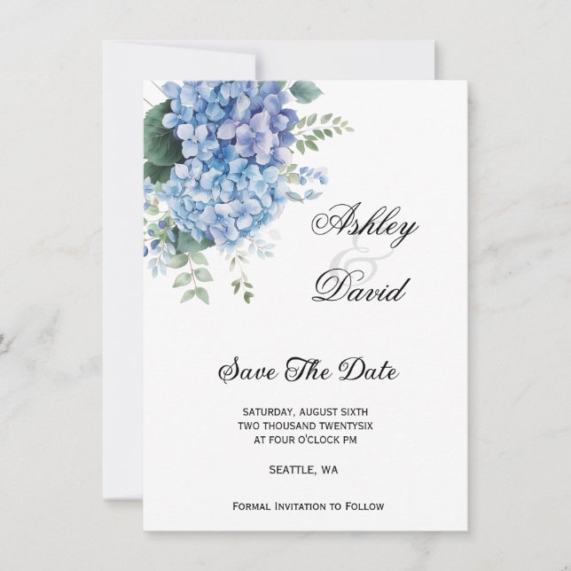 Mariage Floral Enregistrer La Date Invitation (Devant)