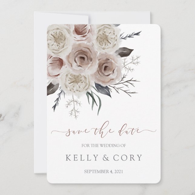 Mariage Floral Enregistrer Les Cartes De Date (Devant)