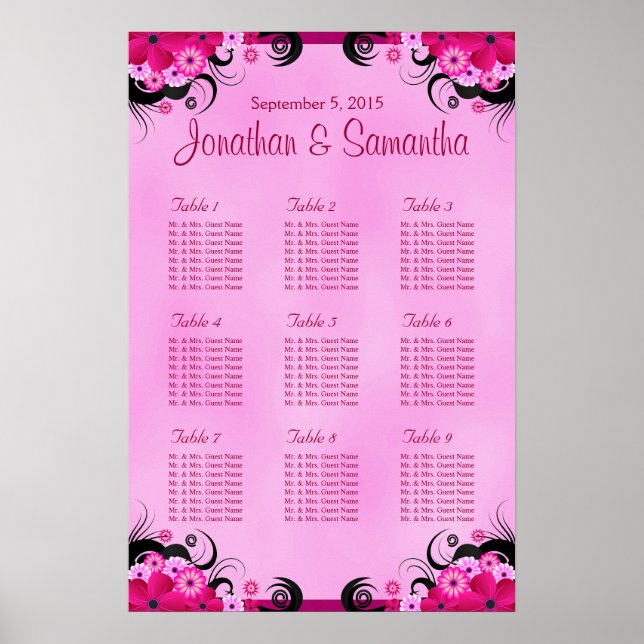 Mariage floral Fuchsia clair 9 Tableau de siège (Devant)