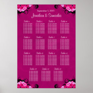 Mariage floral Fuschia foncé 15 Table Tableau de s