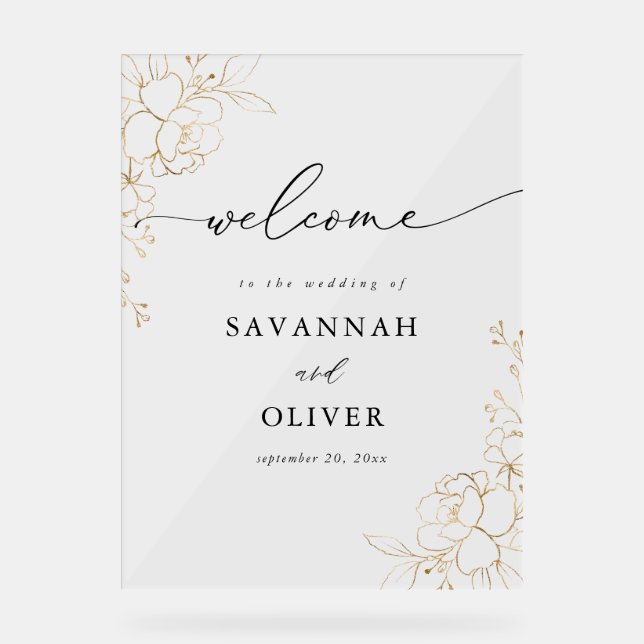Mariage Floral Gold Linal Bienvenue (Recto)