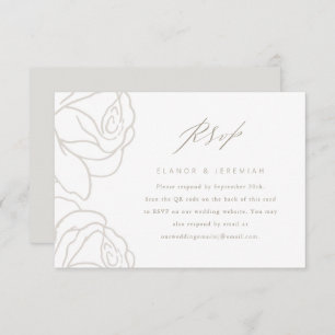 Mariage floral gris élégant RSVP avec code QR