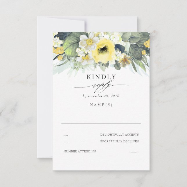 Mariage floral jaune et blanc RSVP (Devant)