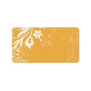 Mariage floral jaune safran blanc Étiquette de adr